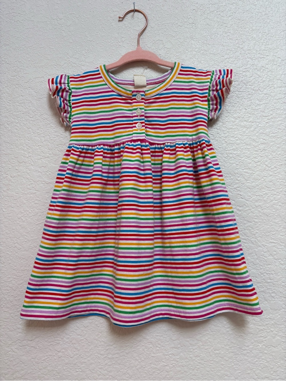 Tucker + Tate Nordstrom Baby Girl Rainbow Stripe Flutter Sleeve Dress 12 months